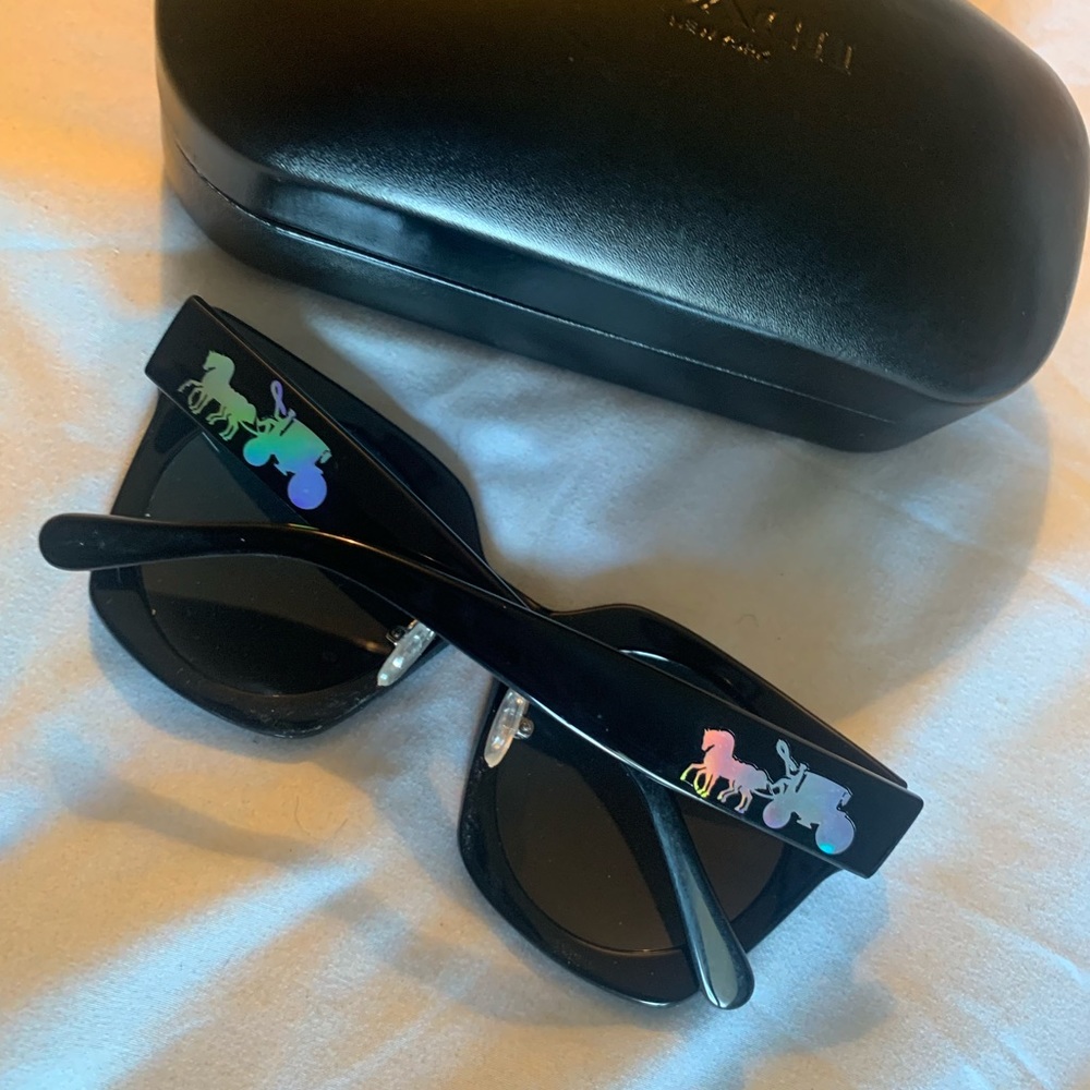 COPY - Rare Coach Black Sunglasses Iridescent Logo.”